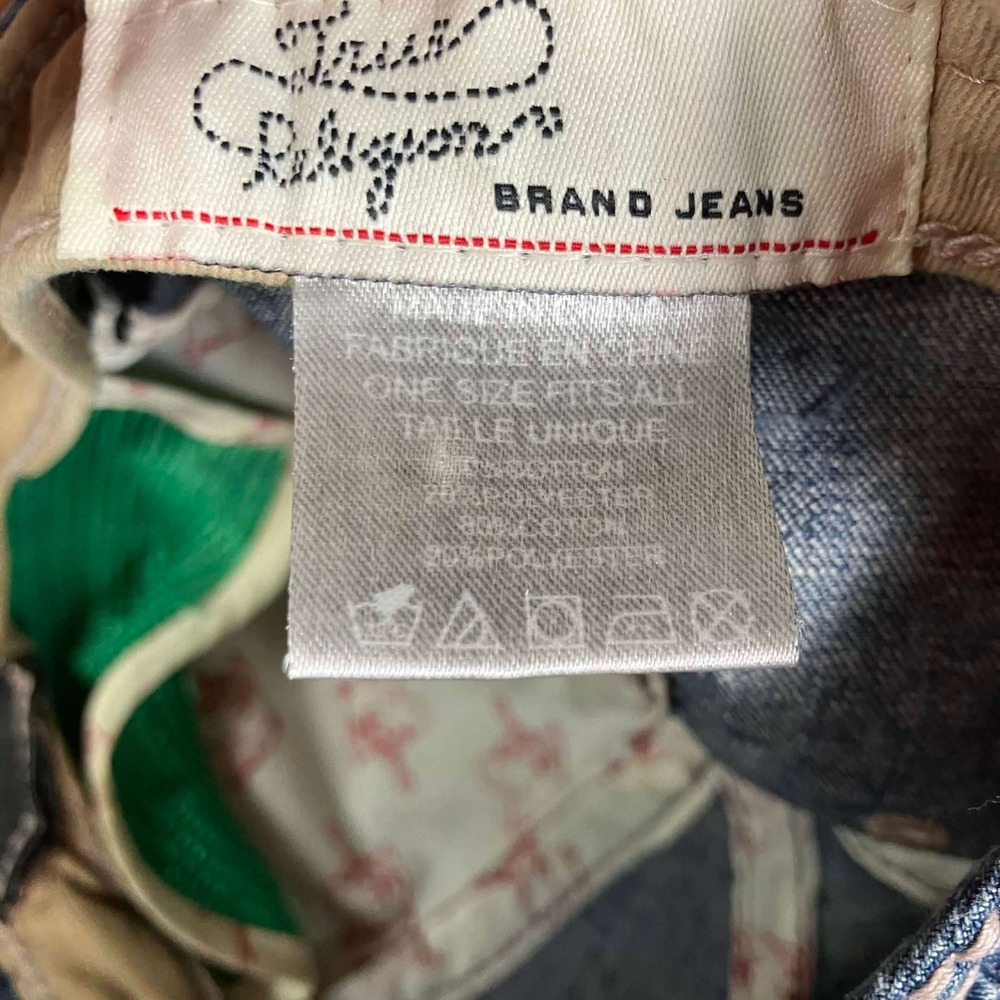 Vintage True Religion Horseshoe Denim Baseball Cap Blue Distressed Hat - Picture 14 of 14